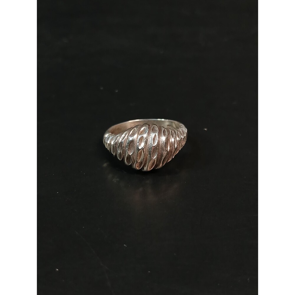 Sterling Silver Etched Scallop Pattern Band Ring Size 6.5